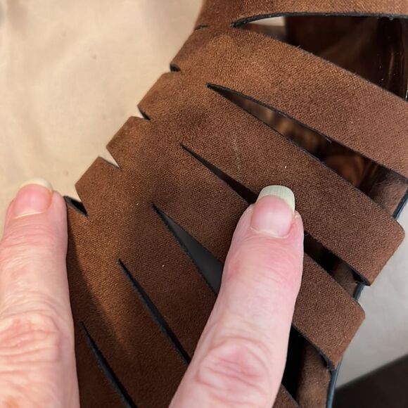 Carlos Santana Polly size 9.5 fabric zip back heeled sandals GUC No box - Picture 9 of 16